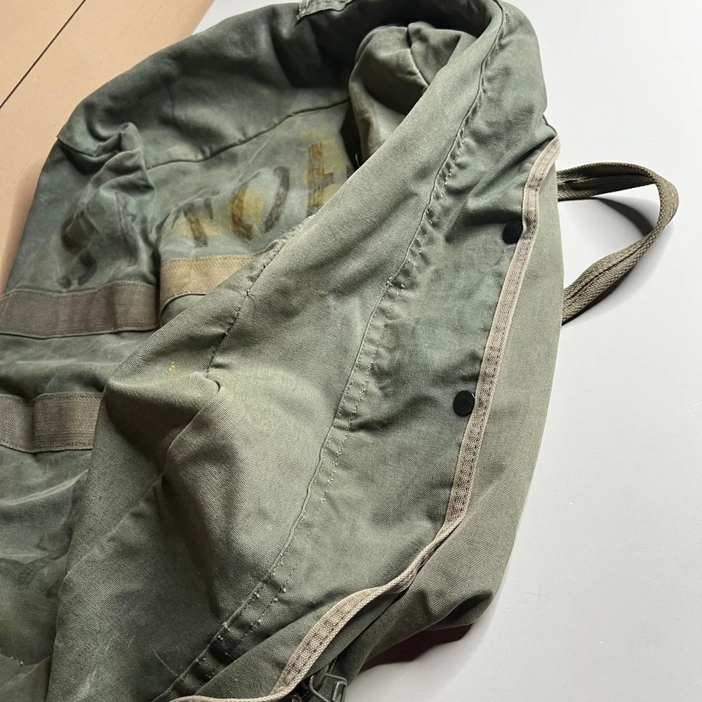 Vintage US Military Canvas Aviator Kit Bag Olive Drab Duffel Cargo Bag Large